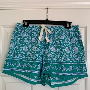 Gap PJ Shorts Medium Love M Pajama Sleep Cotton Green Boho Blue White